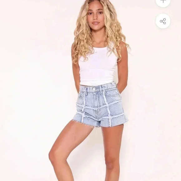 REVICE OC Cutoffs / 4Ever Shorts Size 26 Frayed Grid Detail High Waisted Cotton - Picture 6 of 12